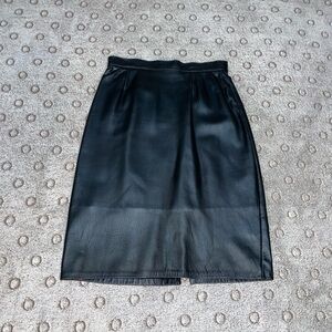 Vintage Firenze Santa Barbara Pencil Skirt Womens Black Leather Size 10